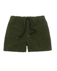 Green Squiggle Terry Shorts-50% OFF