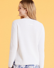 White Cotton V-Neck Sweater
