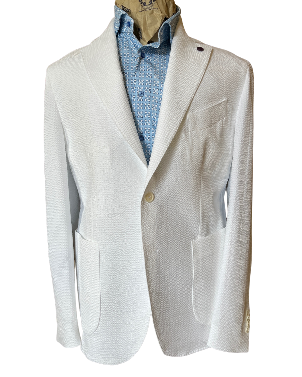White Seersucker Blazer