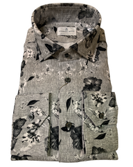 Grey Floral Performance Shirt-XL 50% OFF