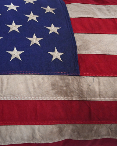 Large American Flag Pillow-Tea Stained