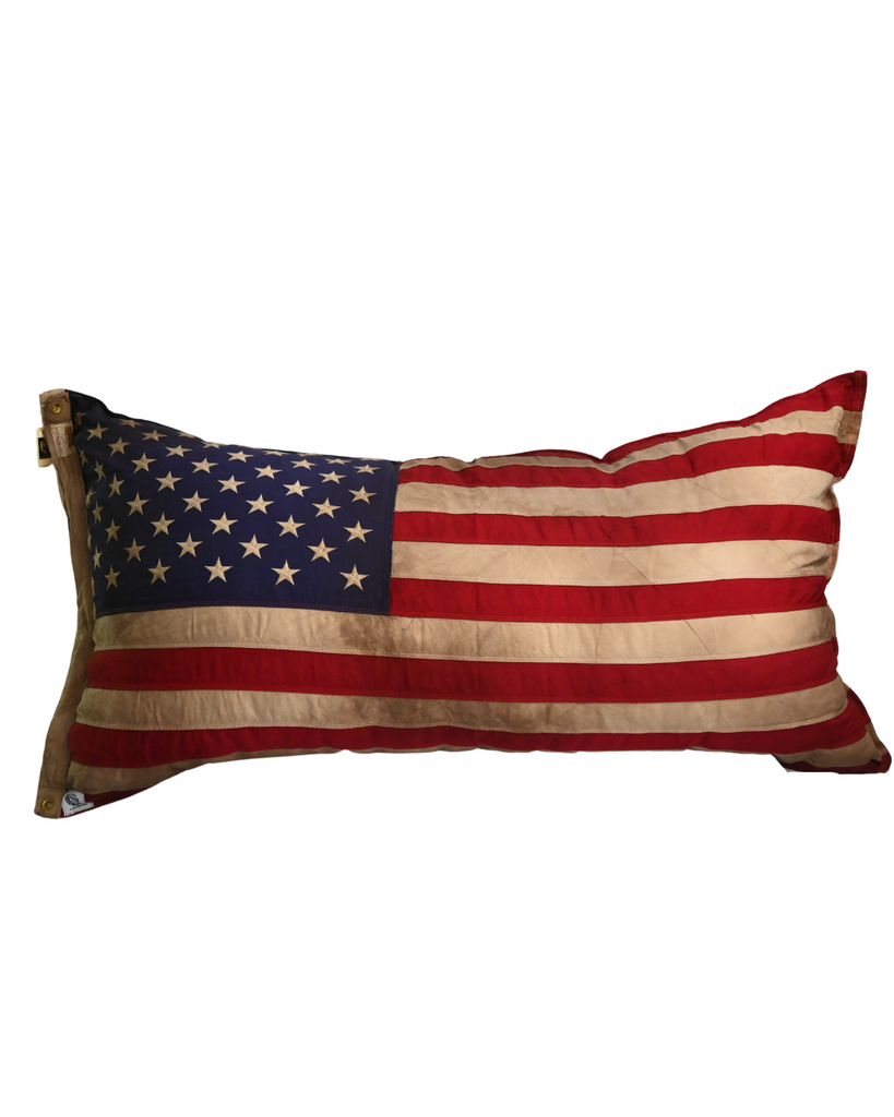 Large American Flag Pillow-Tea Stained