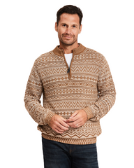 Cotton 1/4 Zip Pattern Sweater-50% OFF